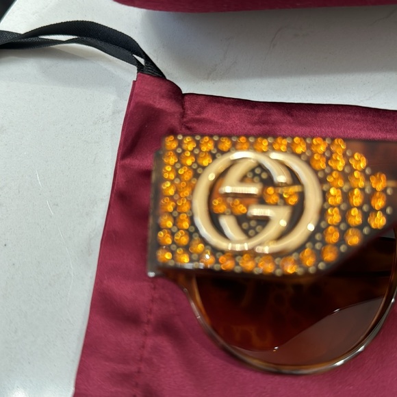 Gucci Hollywood Forever Collection SunglasseAcetate Frame, Crystal Studs.  NWOT - Picture 3 of 5